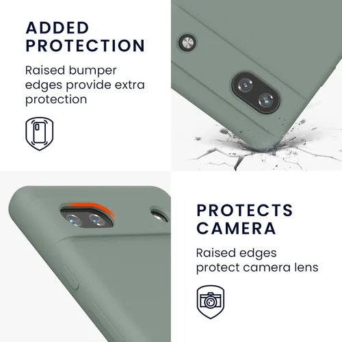 Vista 418 de kwmobile Funda Compatible con Google Pixel 6 Pro - Funda de teléfono de silicona TPU con acabado suave - Azul Arrecife