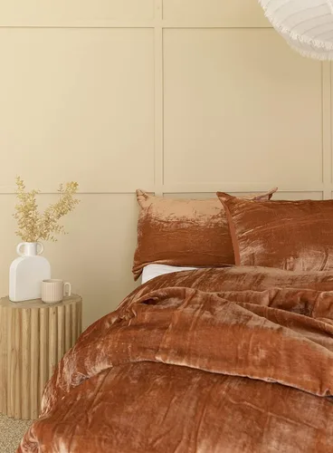 Vista 36 de The Harry Creations Juego de 3 piezas de ropa de cama de terciopelo con patrón liso, funda de edredón bohemia de lujo aplastada Ultra Donna