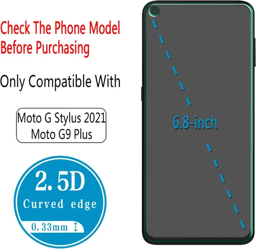 Vista 3 de Protector de pantalla de vidrio templado diseñado para Motorola Moto G Stylus (2021), dureza 9H, antiarañazos, sin burbujas
