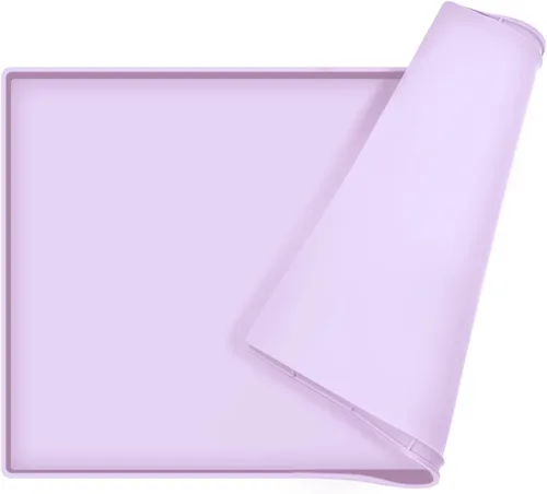 Vista 12 de Tapete de comida para perros, bandeja de comida impermeable de silicona, mantel individual antideslizante para mascotas, borde elevado de 0.6