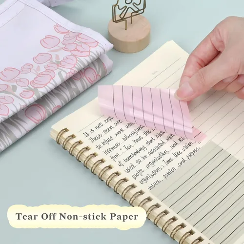 Vista 3 de Temiary 6 blocs de notas adhesivas transparentes con líneas, nota adhesiva transparente, impermeable, transparente, marcadores adhesivos