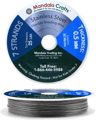 Vista 13 de Mandala Crafts Alambre de acero inoxidable de 7 hebras de cola de tigre – 32 pies calibre 18 de plata para hacer joyas