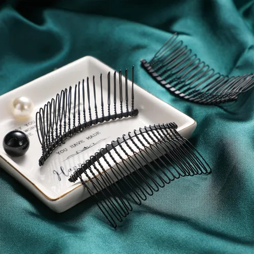 Vista 3 de 5 piezas 20 dientes peine de pelo de metal boda velo de novia peine plata clip accesorios para mujeres