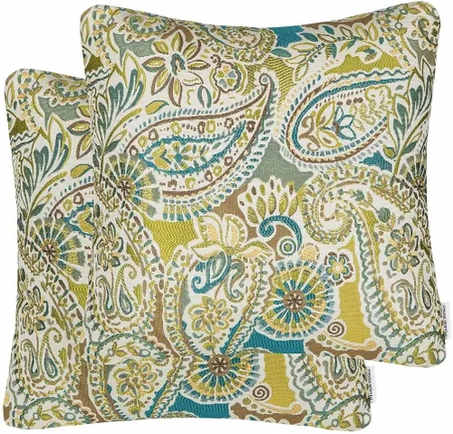 Vista 16 de Mika Home Paquete de 2 Fundas de Almohadas Decorativas Fundas de Cojines, Patrón Paisley, 18X18 Pulgadas, Azul Marrón Crema Multicolor
