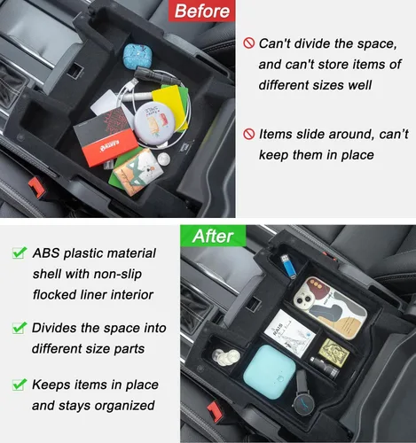 Vista 3 de PIMCAR Organizador de Consola Central Mejorado con Forro de Flocado Interior Compatible con Dodge RAM 1500 2500 3500 2019-2025 2026