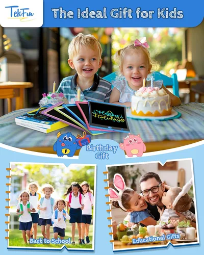 Vista 5 de TEKFUN Paquete de 20 tabletas de escritura LCD con lápiz capacitivo, tablero de dibujo borrable de 8.5 pulgadas, bloc de dibujo libre de desorden