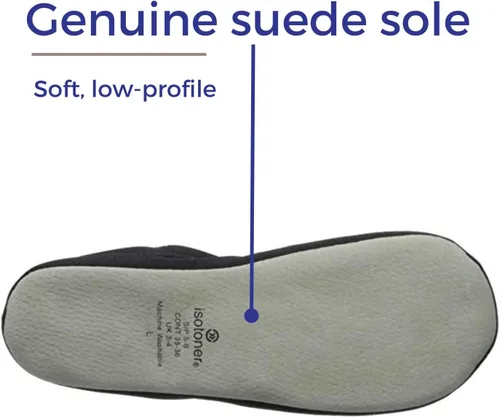 Vista 9 de Isotoner - Pantuflas estilo bailarina de satén para mujer con suave lazo de moño y suela de gamuza