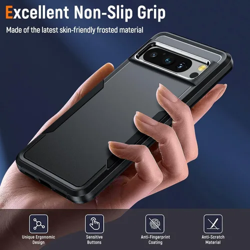 Vista 5 de Oneagle Funda para Google Pixel 8 con 2 protectores de pantalla, protección militar de 15 pies, doble capa, resistente, antideslizante, sensación