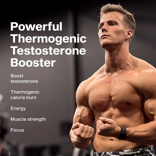 Vista 2 de MuscleTech Potenciador de testosterona termogénica para hombres, AlphaTest Thermo - Suplemento T-Boost para hombres con Tribulus Terrestris