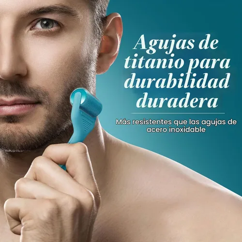 Vista 3 de Scalp Derma Roller - Herramienta de microagujas de 0.010 in para cabello y cuero cabelludo - 1200 agujas de titanio, cabeza reemplazable