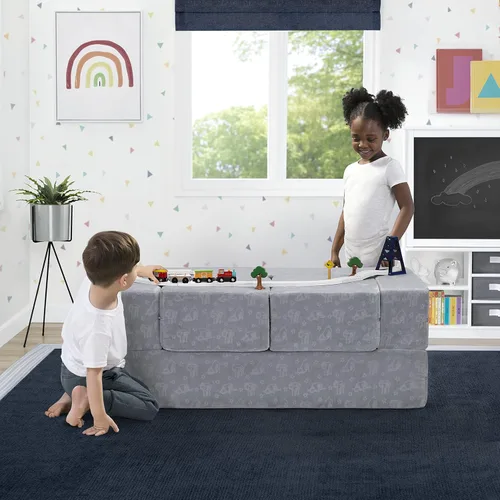 Vista 13 de Delta Children Serta Perfect Sleeper - Juego de sofá convertible y juego para niños y niños pequeños, sofá modular de espuma y tumbona abatible