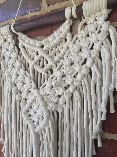 Vista 6 de WILD COTTON Fiber Arts Macrame Wall Hanging Art Woven Boho Home Décor, Geometric Beautiful Wall Art for Apartment, Dorm Room Decoration, 23" W x 23