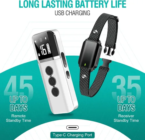 Vista 6 de Collar de entrenamiento para perros, collar de choque para perro con control remoto, 3 modos de entrenamiento, pitido, vibración y choque, alcance