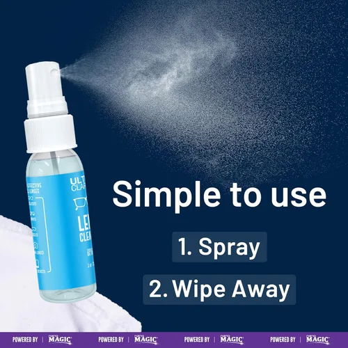 Vista 7 de Limpiador de lentes, botella de 1 onzas con spray y botella de recarga de 6 onzas, spray para lentes bio degradable, kit profesional de limpieza