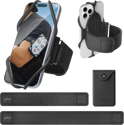 Vista 8 de BONE Run Tie 3, brazalete deportivo de silicona agradable al tacto con estructura de doble capa para disipación de calor, soporte de teléfono