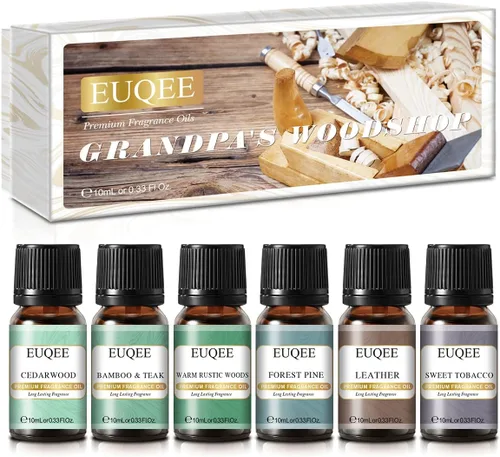 Vista 11 de EUQEE Juego de 6 aceites aromáticos de café (0.3 onzas líquidas), aceites esenciales de fragancia prémium para hacer velas, difusor, café