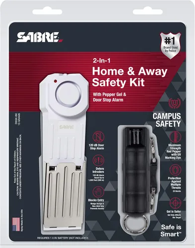 Vista 6 de SABRE Kit de seguridad para campus en casa y visitante con gel de pimienta y alarma de tope de puerta, 25 ráfagas, rango de 12 pies (13.1 ft)