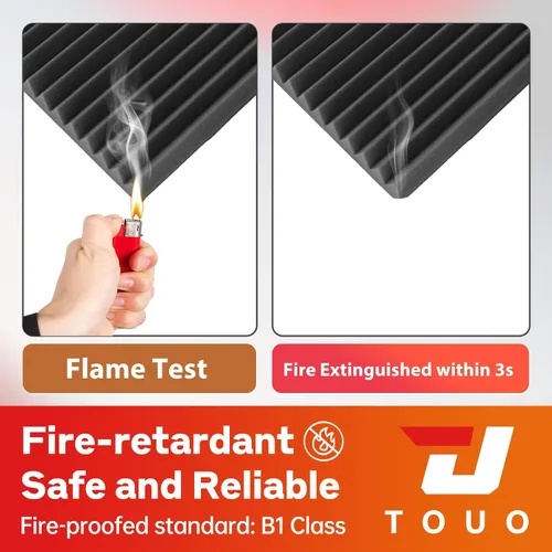 Vista 4 de Paquete de 12 paneles acústicos, paneles de espuma a prueba de sonido para pared de 12 x 12 x 1 pulgadas, espuma acústica de cuña ignífuga, paneles