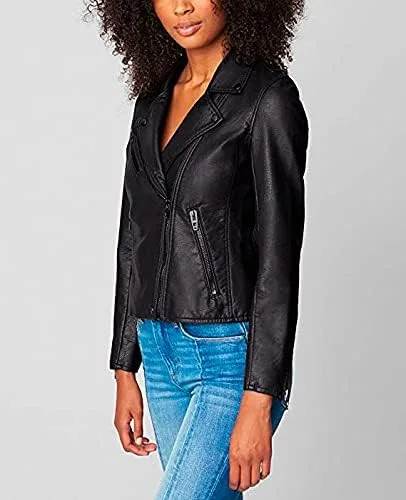Vista 4 de BLANKNYC Ropa de lujo para mujer chaqueta de motocicleta de piel vegana semiajustada