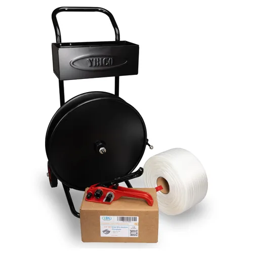 Vista 14 de IDL Packaging Kit de flejado de cable tejido portátil de 1/2 pulgada x 1500 pies, resistencia a la rotura de 650 libras - Solución completa