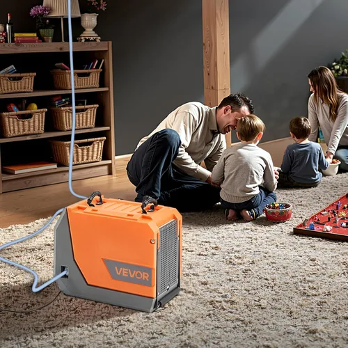 Vista 8 de VEVOR Deshumidificador comercial de 180 pintas con mangueras de bomba/drenaje, deshumidificadores portátiles de espacio de rastreo para sótano