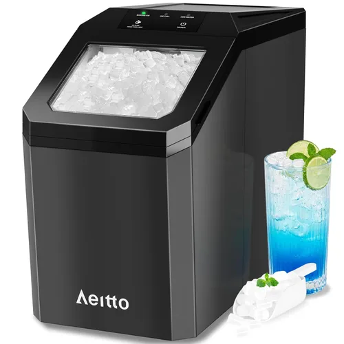 Aeitto Nugget - Máquina de hielo para encimera, máquina de hielo de 55 libras/24 horas con tanque de agua de 3.6 L y cesta de hielo de 3.2 libras,