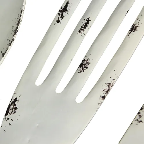 Vista 8 de Cuchillo de metal con acabado blanco rústico, tenedor y cuchara: juego de utensilios decorativos para decoración de cocina de granja, 30 pulgadas