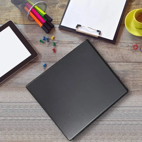 Vista 6 de Comix Carpeta estándar resistente de 3 anillos, carpetas de anillos en D de 1 pulgada, capacidad para 225 hojas de papel tamaño carta Negro