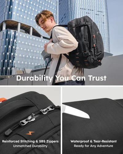 Vista 7 de Tolaccea - Mochila de viaje, aprobada para vuelos con TSA, mochila de transporte para negocios, mochila de computadora grande y duradera, Negro