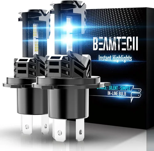 BEAMTECH Bombilla H4, sin ventilador en línea 9003 bombilla antiniebla 6500K xenón blanco niebla luz de 2