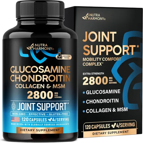 Glucosamina condroitina MSM Colágeno | HSA | Suplemento de apoyo articular 2800 mg | Fabricado en Estados Unidos | Artículos de productos aprobados
