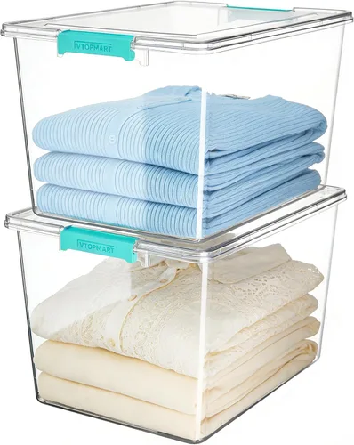 Vista 12 de Vtopmart - Paquete de 4 contenedores de almacenamiento de plástico de 6 cuartos de galón con tapas, contenedores sensoriales transparentes