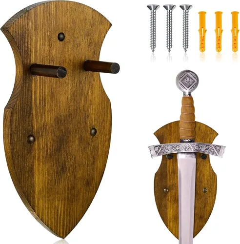 Vista 15 de Queekay Colgador de Placa de Madera para Montaje en Pared de Espada Katana, Soporte de Exhibición para Pared con Herrajes (Negro, Elegante)