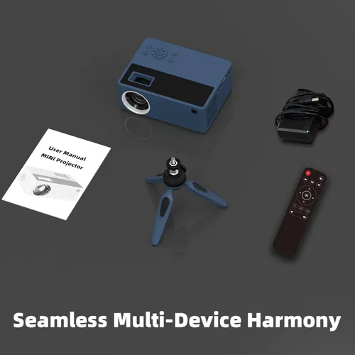 Vista 2 de Soporte inteligente para proyectores 4K, viene con un mini soporte, mini proyector con altavoz estéreo, proyector portátil Full HD 1080P, compatible