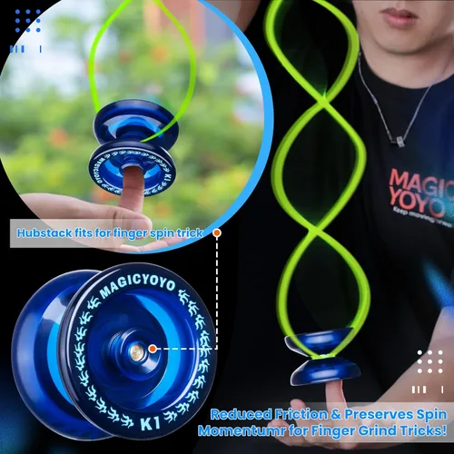 Vista 2 de Magicyoyo - YoYo K1-Plus con bolsa Yoyo + 3 cuerdas y guante Yo-Yo de regalo, K1 Responsive nueva versión, Azul