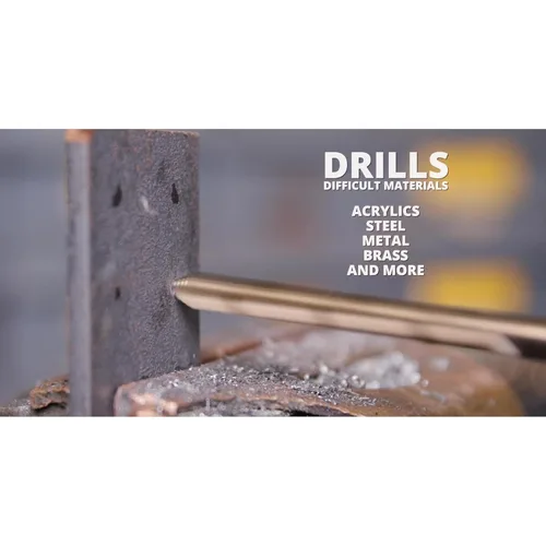 Vista 8 de Drill America Juego de 3 brocas escalonadas de cobalto con vástago plano reducido de 1/2 pulgada, acabado de óxido de oro para perforar acrílico