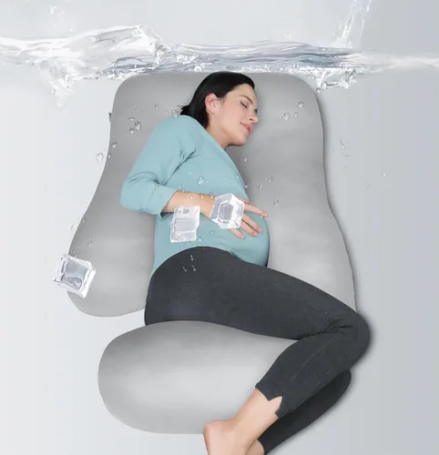 Vista 32 de MOON PARK - Almohadas de embarazo y maternidad de cuerpo completo para dormir, en forma de U y con funda extraíble; soporte para espalda, piernas
