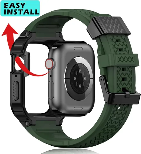 Vista 5 de Correa Deczone con Estuche de Acero Inoxidable Compatible con Apple Watch Series 9 8 7 SE 3 2 1/6 5 4 S 3 2 1 41mm 40mm 38mm, Bandas para iWatch