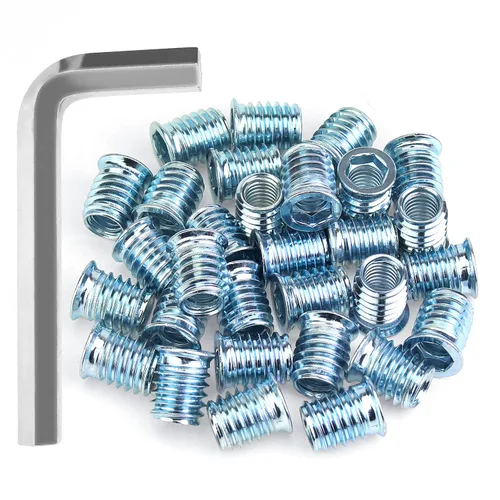 Vista 9 de HELIFOUNER 1/4-20 Insertos roscados, insertos de madera, insertos roscados de acero para tornillos de muebles de madera, 145 piezas de 1/4"-0.787 x