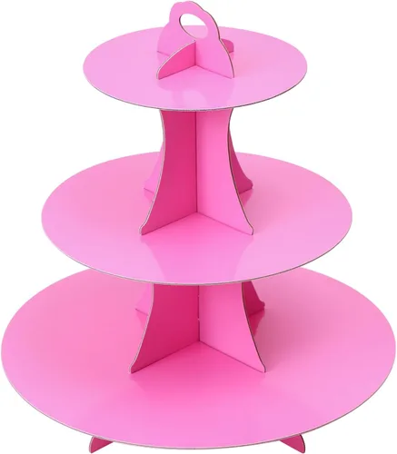 Vista 24 de Soleebee Soporte redondo de 3 niveles para cupcakes, torre de cartón para cupcakes, torre de soporte para pasteles de postre para decoración
