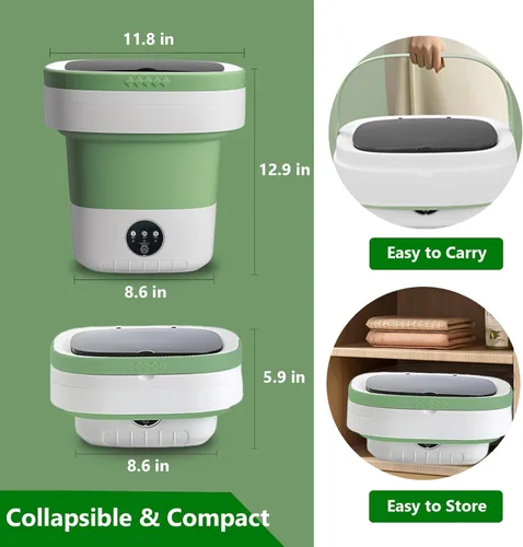 Vista 5 de Lavadora portátil, mini lavadora plegable de 15 litros con 3 modos de limpieza para ropa de bebé, ropa interior, pequeña lavandería plegable