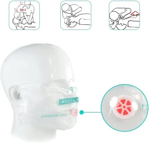Vista 3 de CPR Face Shield Mask Keychain Keying Emergency Kit CPR Face Shields Pocket Mask for First Aid or CPR