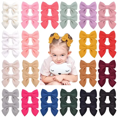 Choicbaby 40 unids/20 colores 2.8 pulgadas lazos para el pelo de las niñas bebés pinzas de cocodrilo pinzas de fieltro de lana para el pelo