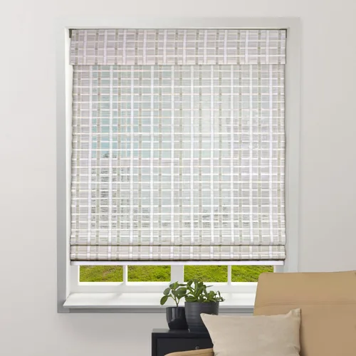 Vista 8 de ARLO BLINDS - Persianas romanas de bambú natural traslúcido con faldón y sin cordón para ventanas interiores, incluye herrajes de montaje, 20