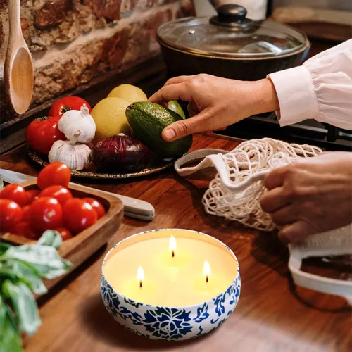 Vista 6 de Hausware Velas de citronela para exteriores e interiores, juego de 3 velas perfumadas grandes de 13.5 onzas, velas de citronela de cera de soja
