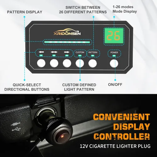 Vista 5 de XRIDONSEN Luces estroboscópicas de emergencia blancas y moradas, peligro de advertencia intermitente de seguridad, barra de luz
