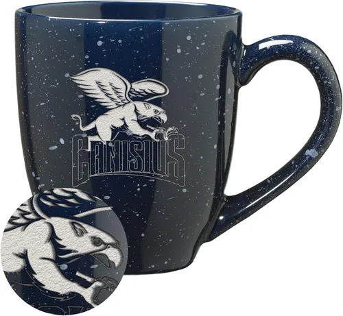 Vista 245 de Rico Industries NCAA Saint Joseph's (PA) Hawks Logo Principal Color Marrón 16 oz Logotipo del Equipo de Color Láser Grabado en Cerámica Moteada Taza