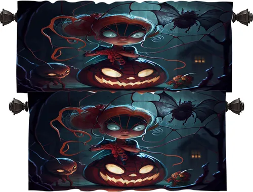 Vista 53 de Shrahala Orange Autumn Autumn Tier Curtains for Kitchen Windows, Fall Cafe Curtain Multilayer Polyester Blackout Half Valances for Windows 2 Pack 26