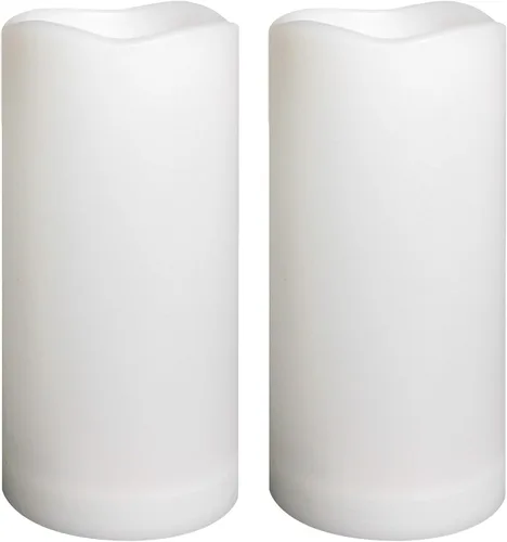 Vista 14 de Velas de pilar sin llama para interiores y exteriores, paquete de 4 velas LED eléctricas de resina plástica que funcionan con pilas, con función