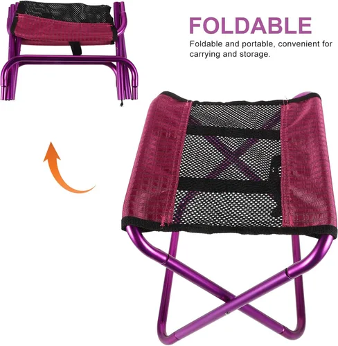 Vista 7 de BESPORTBLE Portable Folding Camp Stool Lightweight Foldable Outdoor Fishing Stool Compact Portable Folding Chair for Camping Hiking Picnic in Purple